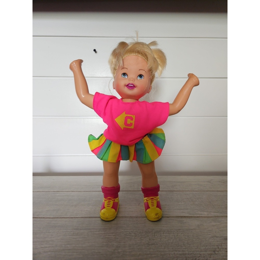 Mattel 90s Cheerleader Doll Blonde Hair Pink Shirt Colorful Skirt 14 Inch Toy - Picture 11 of 12
